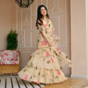 Almond Draped Saree with Blouse - Image 3