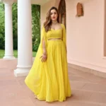 Yellow Timeless Georgette Cape Pants Set